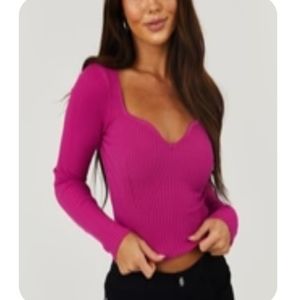 Fuschia Sweetheart Neck Cropped Top